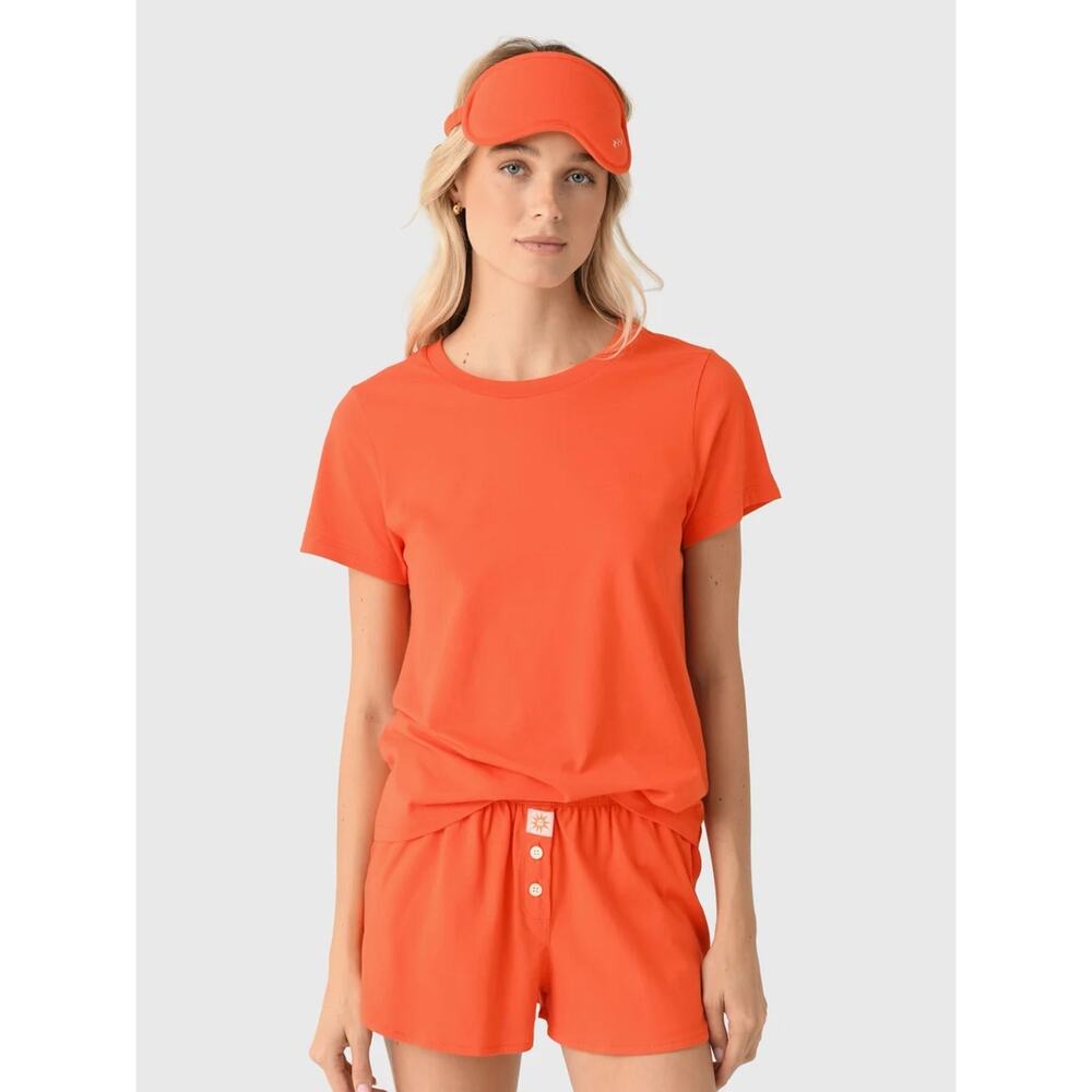 NWT Cozyland Mia 3 Piece Pajama Boxer Set Orange Size S